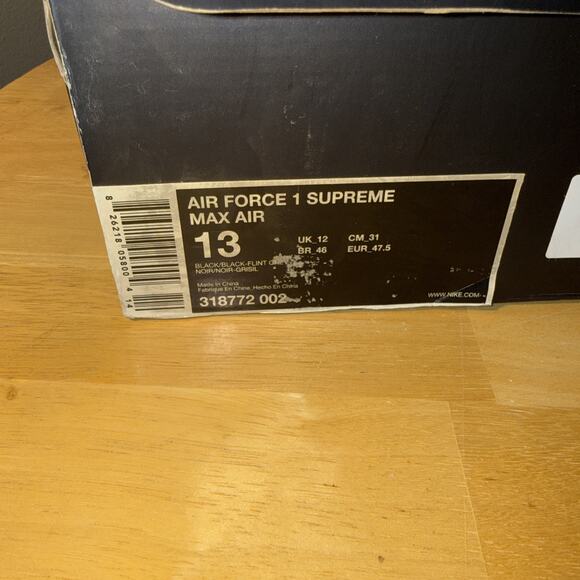 Nike Air Force 1 Supreme Max Air Birds Nest Size 13 Black Custom 318772-002 main image 4